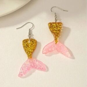 ❤️ FREE Mermaid Glitter Sea Shimmer Ocean Woman Tail Girly Chic Trendy Earrings